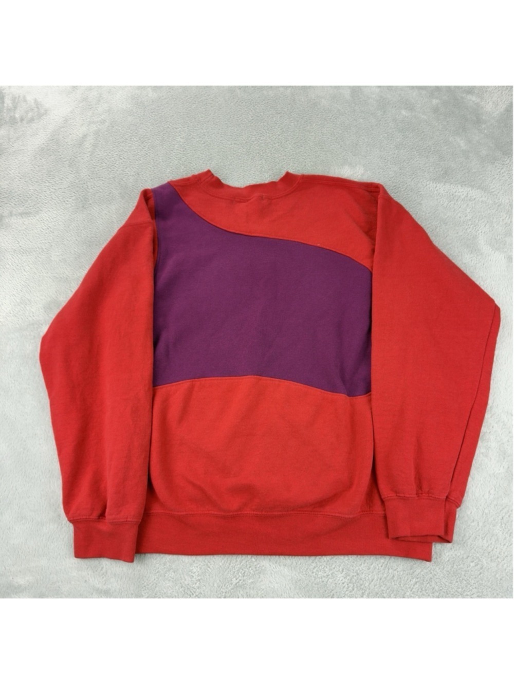 Vintage Nike Men's Size Medium Reworked Red/Purple Retro Fleece Crewneck Sweater - Picture 4 of 10